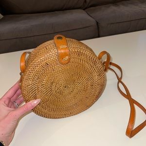 Handwoven Basket Crossbody Round